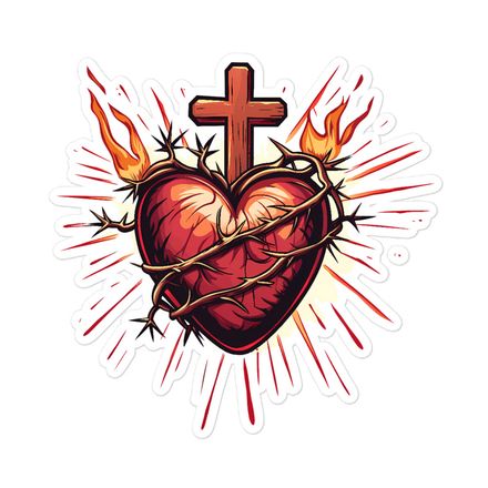 Sticker 5.5x5.5, Sacred Heart of Jesus, uetiyj design 