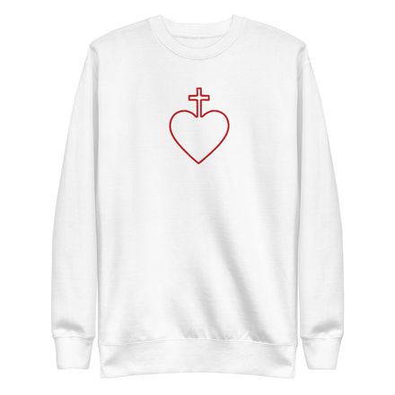 Embroidered Unisex Premium Sweatshirt, Sacred Heart of Jesus, 7ugqf9 hollow design