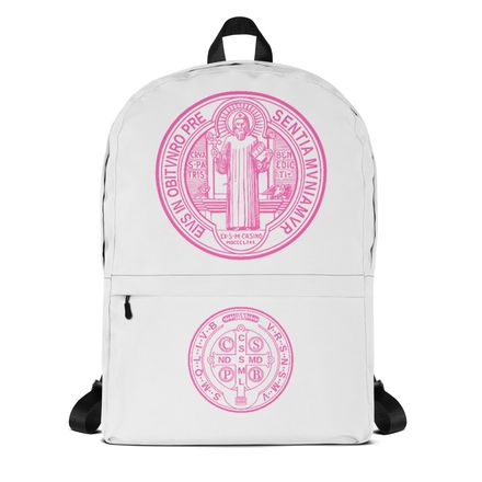 Backpack, St. Benedict Medal, filt5a design, pink