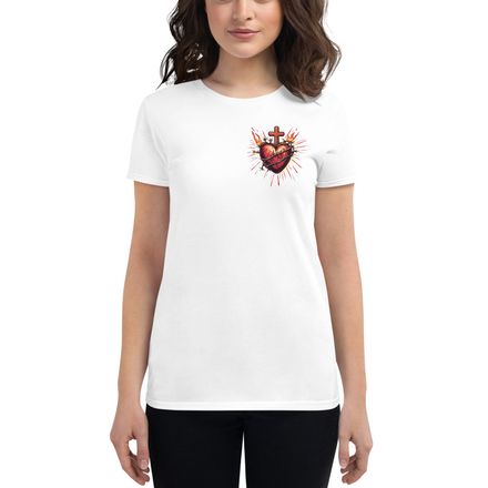 Women&#x27;s Fashion Fit T-Shirt, Sacred Heart of Jesus, uetiyj, left chest