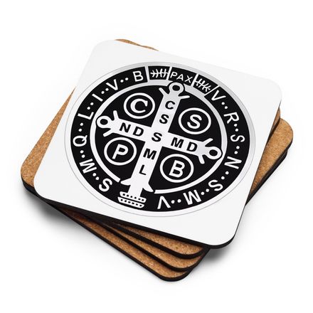 Cork-Back Coaster, St. Benedict Medal, qiretu design