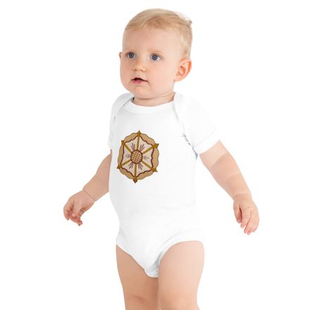 Baby Short Sleeve One Piece, Monstrance with Golden Pattern, eneyoj