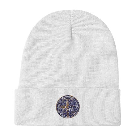 Knit Beanie, St. Benedict Medal, 4ouume design