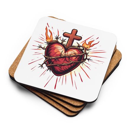 Cork-Back Coaster, Sacred Heart of Jesus, uetiyj design