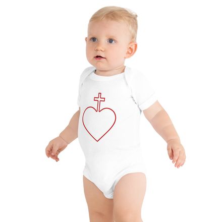 Baby Short Sleeve One Piece, Sacred Heart of Jesus, 7ugqf9 hollow design
