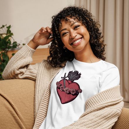 Women&#x27;s Relaxed T-Shirt, Immaculate Heart Of Mary, g6e1do design