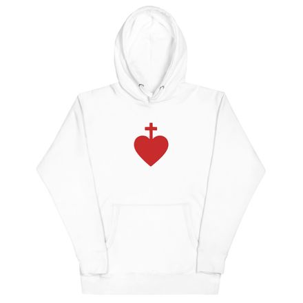 Embroidered Unisex Premium Hoodie, Sacred Heart of Jesus, 7ugqf9 design