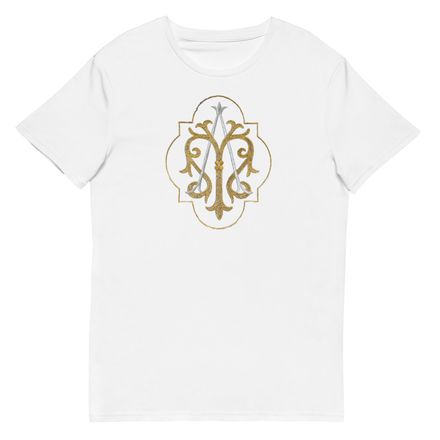 Men&#x27;s Premium Cotton T-Shirt, Auspice Maria, Crest with outer edge, kdegvj