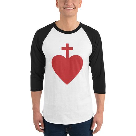 Unisex 3/4 Sleeve Raglan Shirt, Sacred Heart of Jesus, 7ugqf9 design