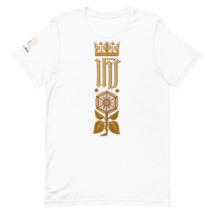 Unisex Staple T-Shirt, IHS Stripe With Crown and Monstrance, vw6yal