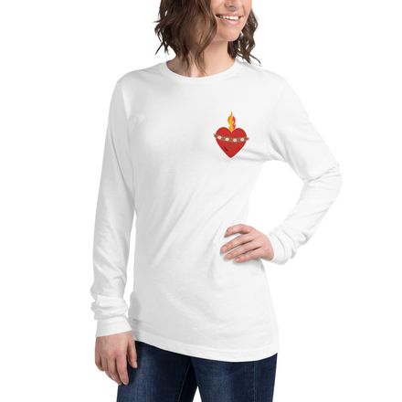Unisex Long Sleeve Tee, Immaculate Heart Of Mary, ruzlxj design, left chest