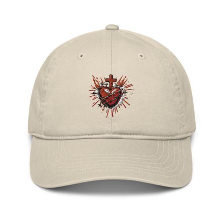 Organic Baseball Cap, Sacred Heart of Jesus, uetiyj design 