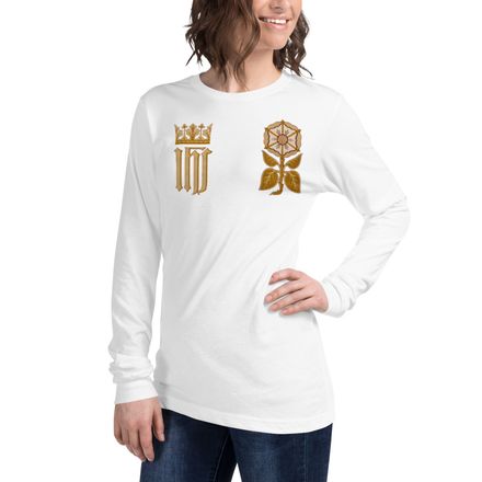 Unisex Long Sleeve Tee, IHS with Crown And Monstrance Tree, hdch0f