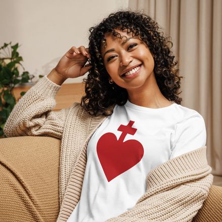 Women&#x27;s Relaxed T-Shirt, Sacred Heart of Jesus, yjegla design
