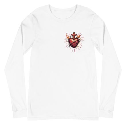 Unisex Long Sleeve Tee, Sacred Heart of Jesus, uetiyj design, left chest