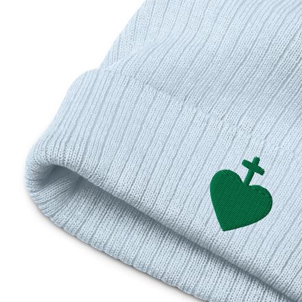 Ribbed Knit Beanie, Sacred Heart of Jesus, 7ugqf9, green