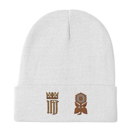 Knit Beanie, IHS with Crown And Monstrance Tree, hdch0f