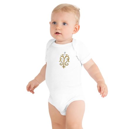 Baby Short Sleeve One Piece, Auspice Maria, Crest, kgvlsx, left chest