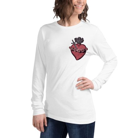 Unisex Long Sleeve Tee, Immaculate Heart Of Mary, g6e1do design, left chest