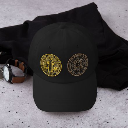Classic Dad Hat, St. Benedict Medal, filt5a design, gold
