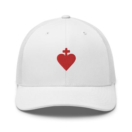 Retro Trucker Hat, Sacred Heart of Jesus, yjegla design 