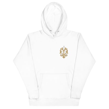 Embroidered Unisex Premium Hoodie, Auspice Maria, Crest, kgvlsx, left chest