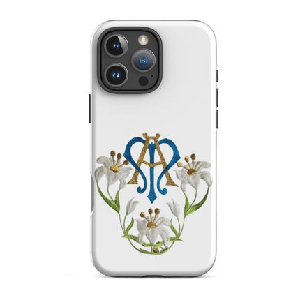 Tough Case for iPhone, Auspice Maria, Crest with flowers, qfko6t