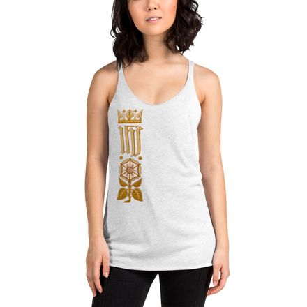 Women&#x27;s Tank Top, IHS Stripe With Crown and Monstrance, vw6yal, right chest