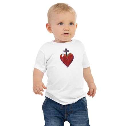 Embroidered Baby Staple Tee, Sacred Heart of Jesus, 9i93k9 design 