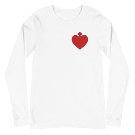 Unisex Long Sleeve Tee, Sacred Heart of Jesus, zhw6bo design, left chest