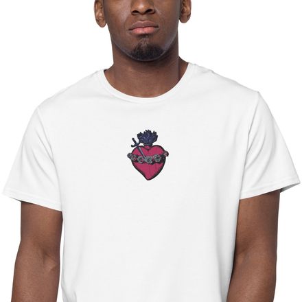 Embroidered Men&#x27;s Premium Cotton T-Shirt, Immaculate Heart Of Mary, g6e1do design