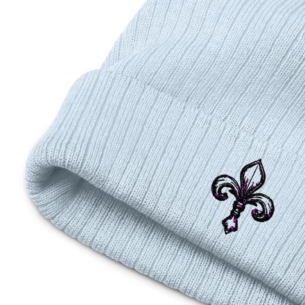 Ribbed Knit Beanie, Fleur de Lys, 4g3tyi 