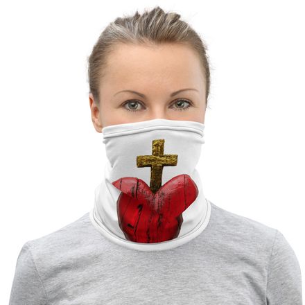 Neck Gaiter, Sacred Heart of Jesus, 9i93k9 design, half-size