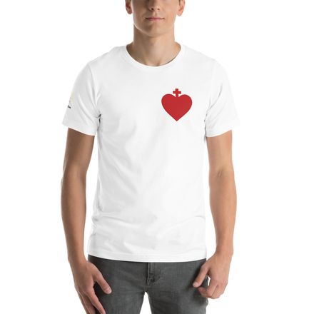 Unisex Staple T-Shirt, Sacred Heart of Jesus, zhw6bo design, left chest