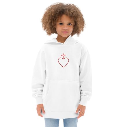 Embroidered Kids Fleece Hoodie, Sacred Heart of Jesus, 7ugqf9 hollow design