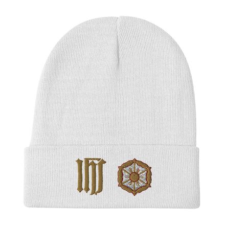Knit Beanie, IHS with Monstrance, ehrclq