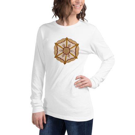 Unisex Long Sleeve Tee, Monstrance with Golden Pattern, eneyoj