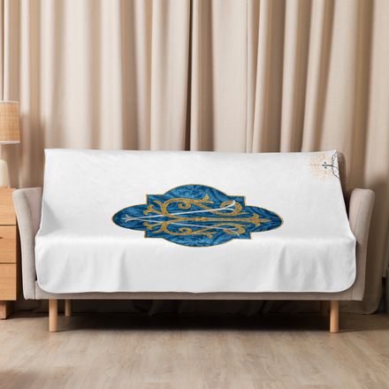 Sublimated Sherpa Blanket, Auspice Maria, Crest with rounded Cross, u3bkt0, vertical