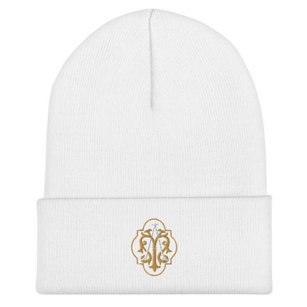 Cuffed Beanie, Auspice Maria, Crest with outer edge, kdegvj