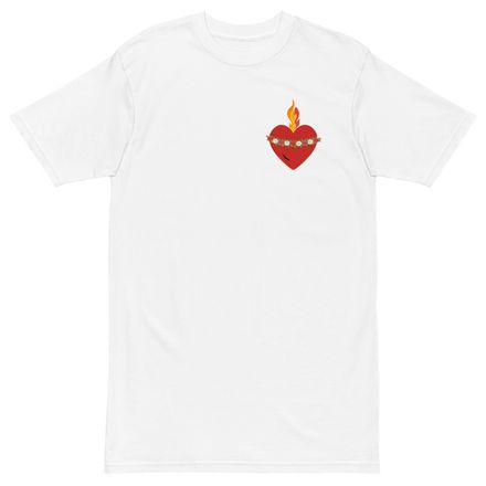 Men&#x27;s Premium Heavyweight Tee, Immaculate Heart Of Mary, ruzlxj design, left chest