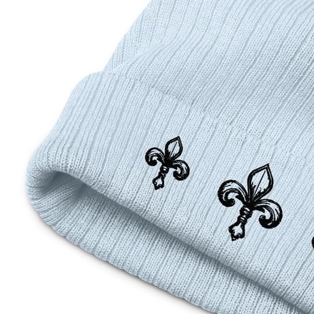 Ribbed Knit Beanie, Fleur de Lys, 4g3tyi pattern