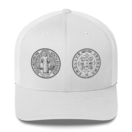 Retro Trucker Hat, St. Benedict Medal, filt5a design