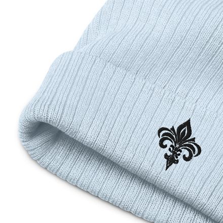Ribbed Knit Beanie, Fleur de Lys, h3lnk7 
