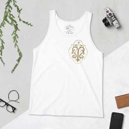 Staple Tank Top, Auspice Maria, Crest with outer edge, kdegvj, left chest