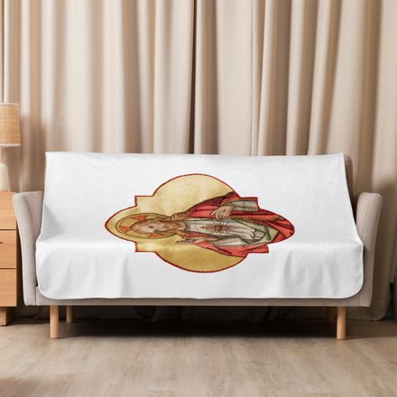 Sublimated Sherpa Blanket, Sacred Heart of Jesus, eq75pu design, vertical