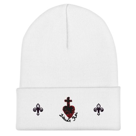 Cuffed Beanie, Sacré Coeur, Dieu de Roi, Vendée Chouan, obymh4 design, small Fleur de Lys