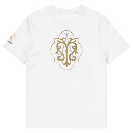 Unisex Organic Cotton T-Shirt, Auspice Maria, Crest with outer edge, kdegvj