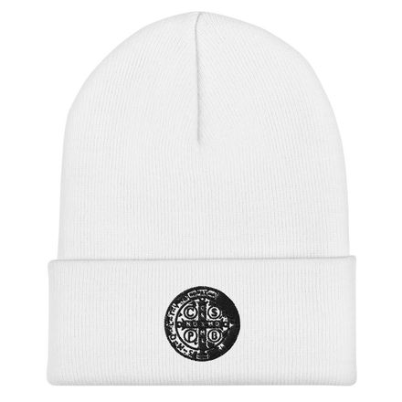 Cuffed Beanie, St. Benedict Medal, oih8m5 design