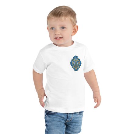 Toddler Staple Tee, Auspice Maria, Crest with rounded Cross, u3bkt0, left chest