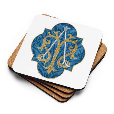 Cork-Back Coaster, Auspice Maria, Crest with rounded Cross, u3bkt0